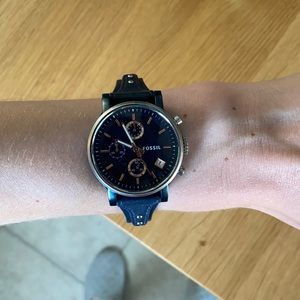 Fossil boyfriend chronograph watch-blue